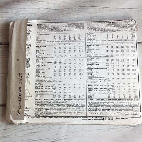 Vintage‎ 1985 McCall's Sewing Pattern 9625 Women's/Misses Formal Dress Size 6 - Picture 6 of 13